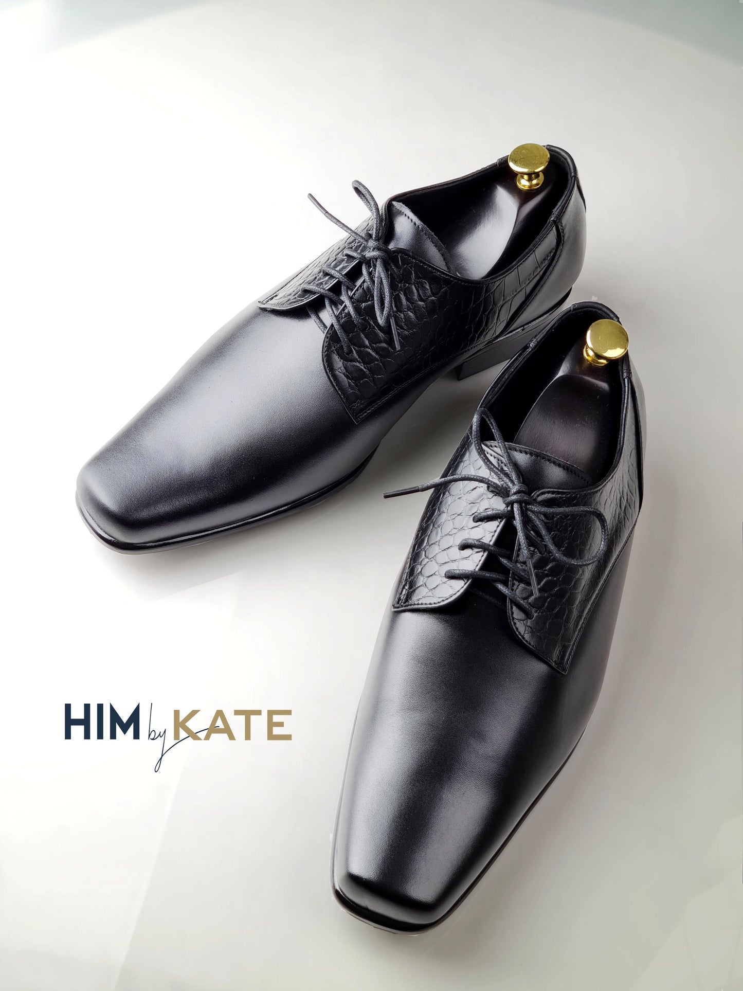 Vincenzo Black Leather Custom Made Men's Shoes