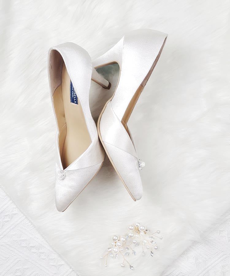 Julia Ivory White Satin Wedding Shoes(Custom Made)