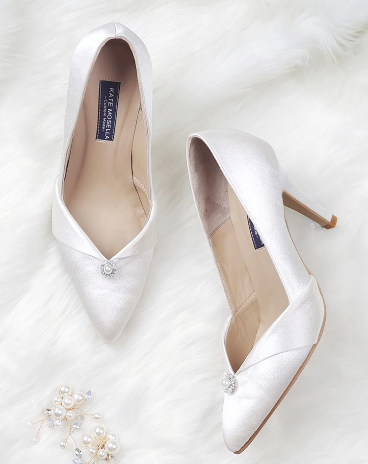 Julia Ivory White Satin Wedding Shoes(Custom Made)