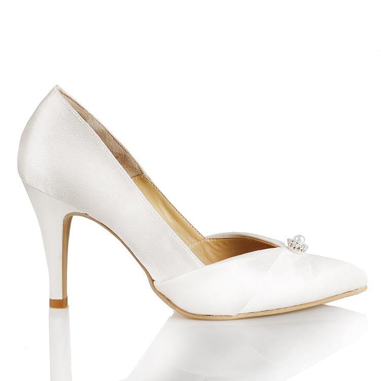 Julia Ivory White Satin Wedding Shoes(Custom Made)