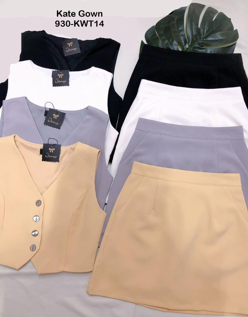 Stylish V-Neck Vest and Skorts Casual Set 930-KWT14 by Kate Gown