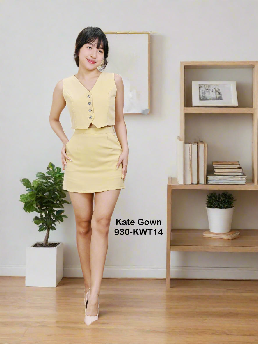 Stylish V-Neck Vest and Skorts Casual Set 930-KWT14 by Kate Gown