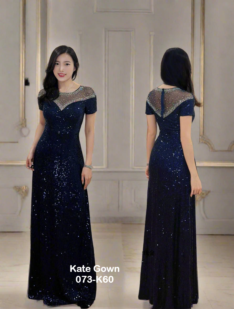 Luxury Rhinestone Sequin Evening Gown 073-K60 by Kate Gown