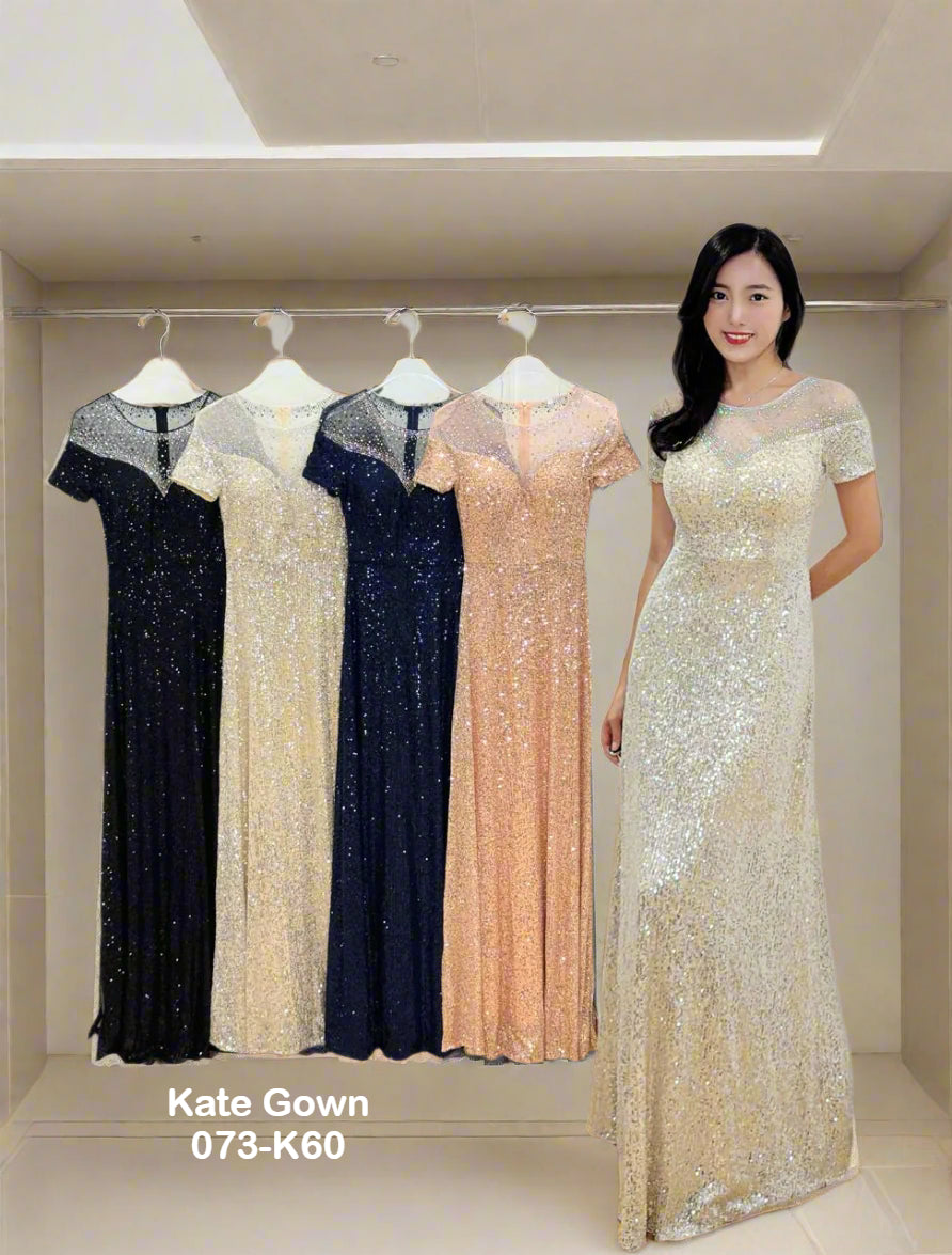 Luxury Rhinestone Sequin Evening Gown 073-K60 by Kate Gown