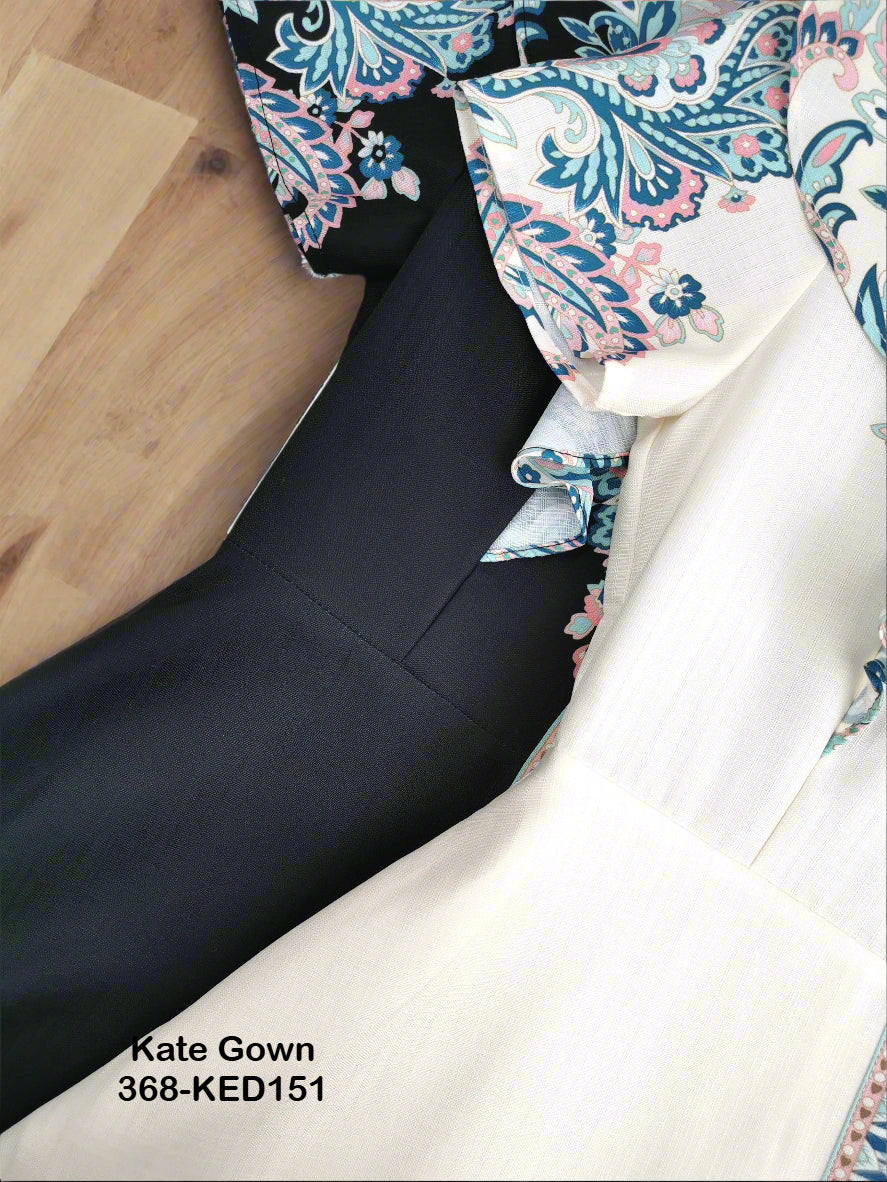 Sophisticated Collared V-Neck Floral Office Dress 368-KED151 by Kate Gown
