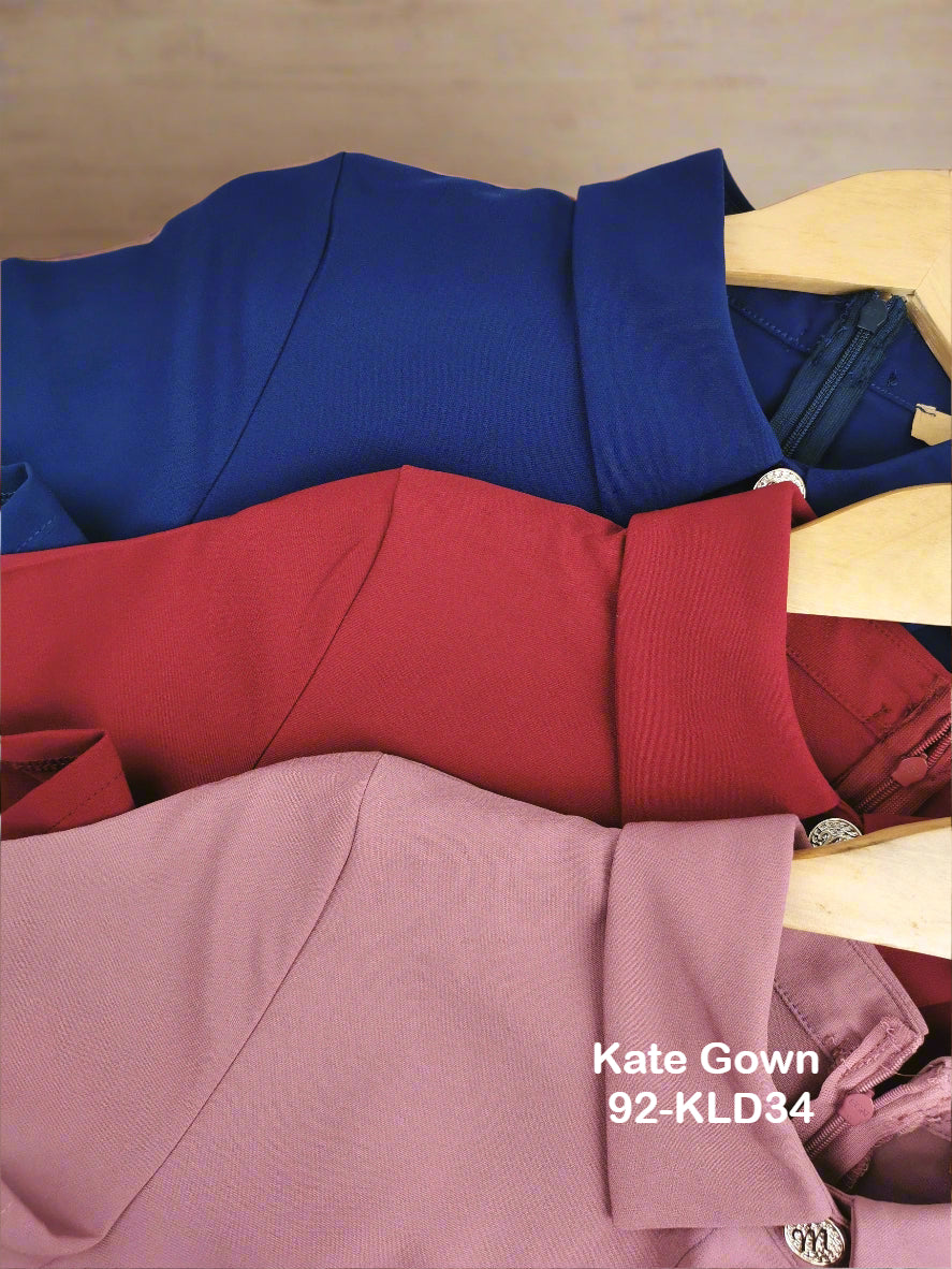 Sophisticated Collared V-Neck Batik Office Dress 92-KLD34 by Kate Gown