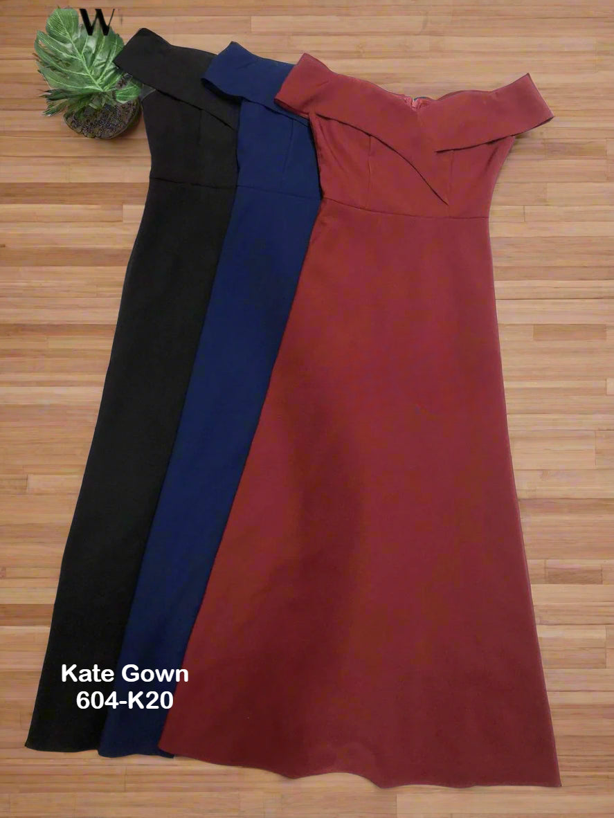 Elegant Off-Shoulder Evening Gown裙 604-K20 by Kate Gown