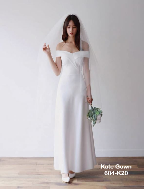 Elegant Off-Shoulder Evening Gown裙 604-K20 by Kate Gown