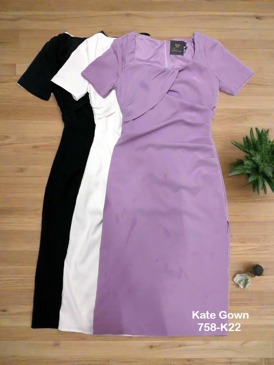 Elegant Square Neck Short Sleeve Dinner Dress 758-K22 by Kate Gown