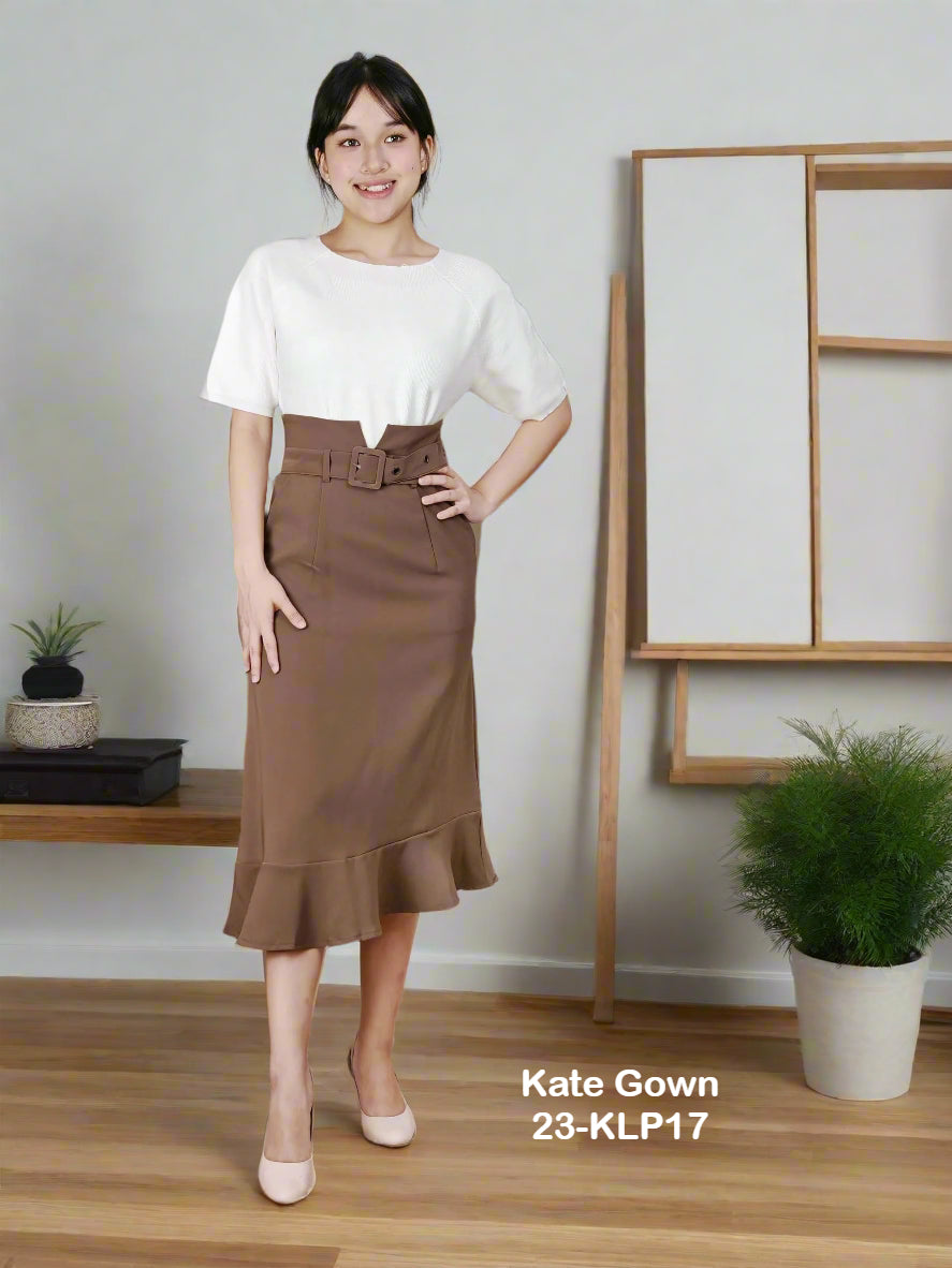 Graceful Elegant Office Midi Skirt 23-KLP17 by Kate Gown