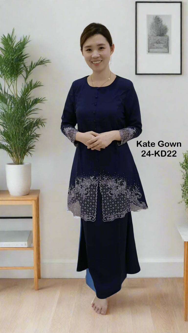 Elegant Modern Long Sleeve Baju Kurung 24-KD22 by Kate Gown