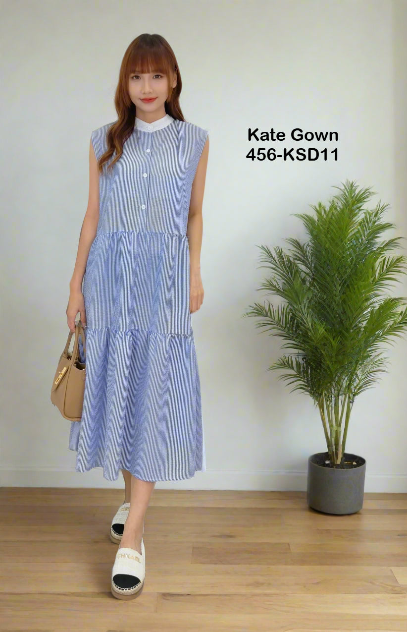 Elegant Casual Cotton Maxi Dress 456-KSD11 by Kate Gown