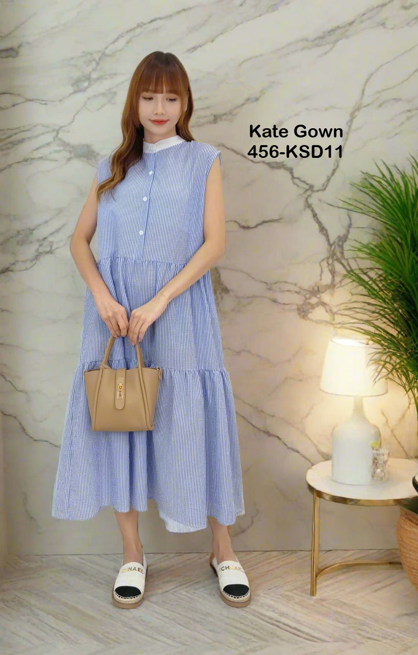 Elegant Casual Cotton Maxi Dress 456-KSD11 by Kate Gown