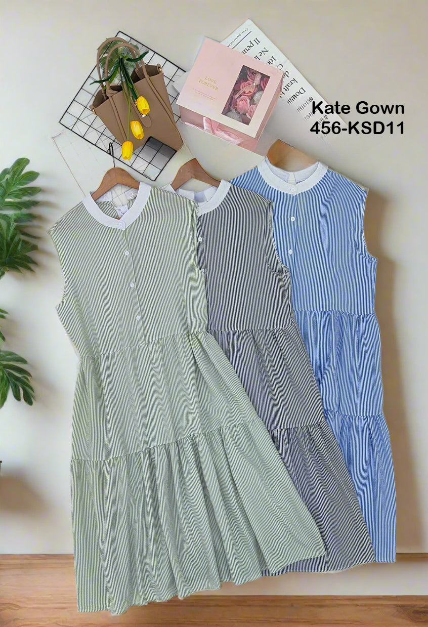 Elegant Casual Cotton Maxi Dress 456-KSD11 by Kate Gown