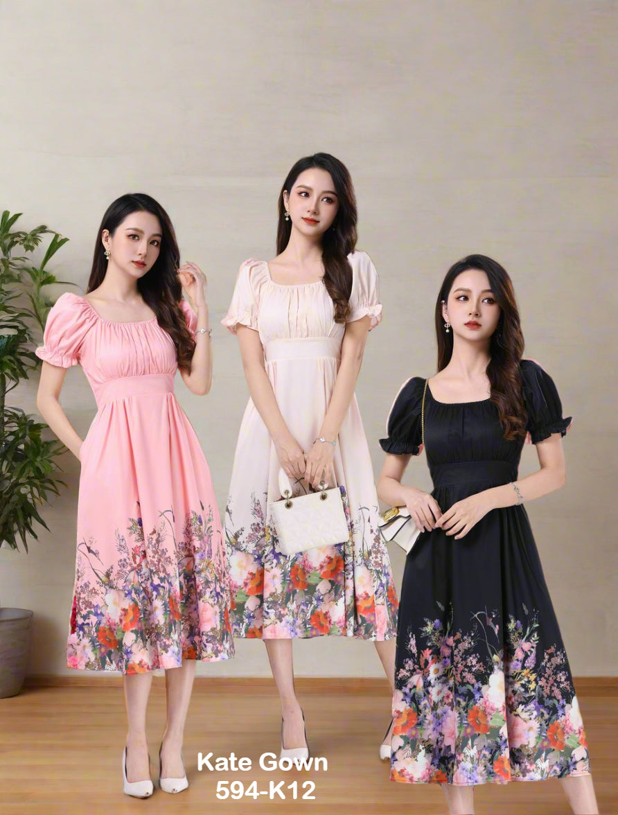 Premium Elegant Organza Floral OL Dress 594-K12 by Kate Gown
