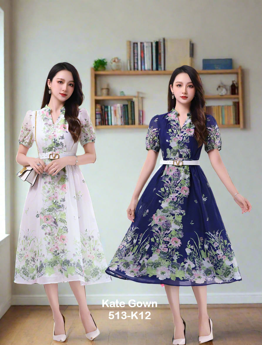 Monet Garden Print OL Dress 513-K12 by Kate Gown