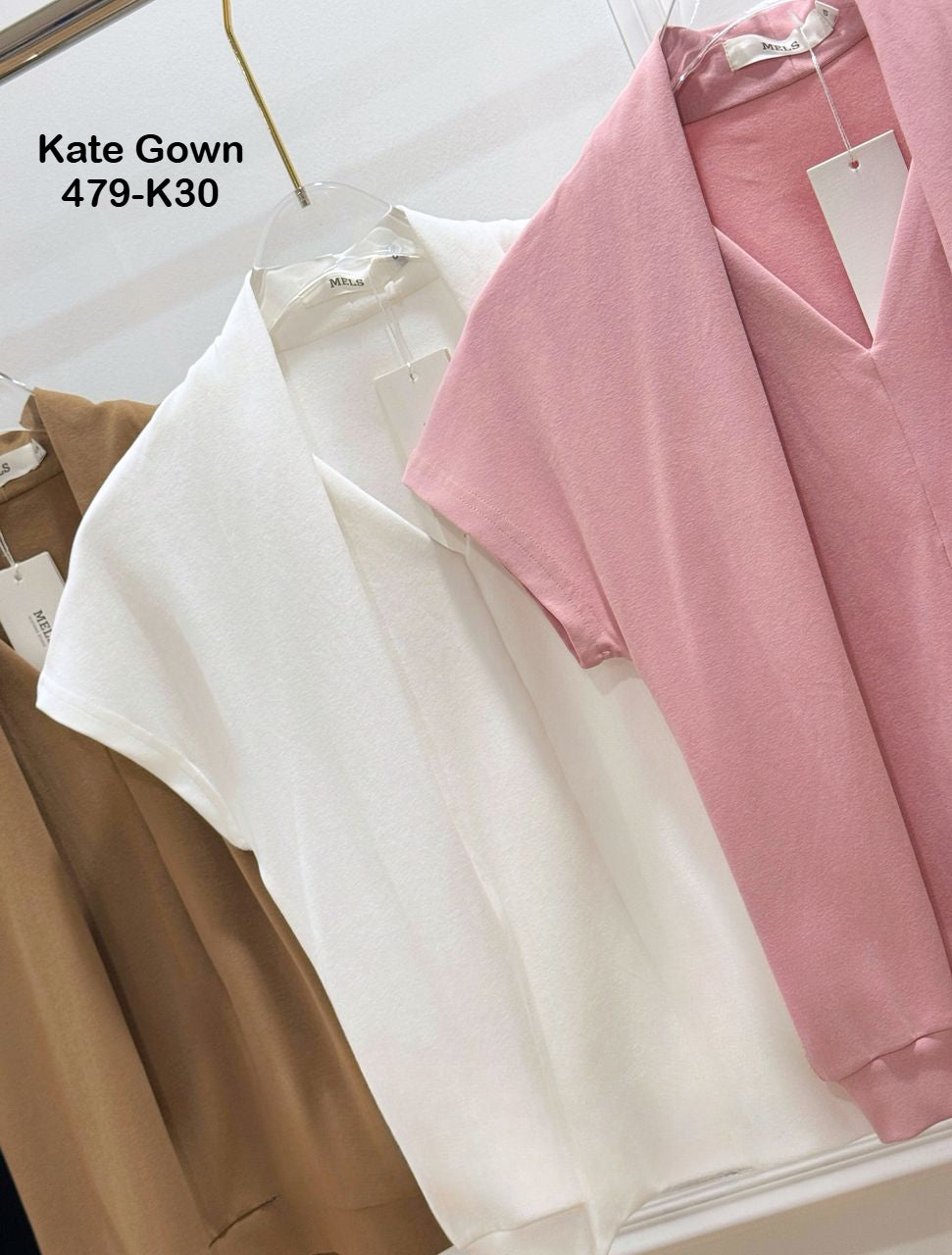 Pleated V Neck Ribbed Top 479-K30 by Kate Gown