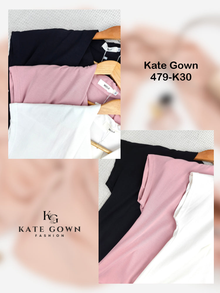 Pleated V Neck Ribbed Top 479-K30 by Kate Gown