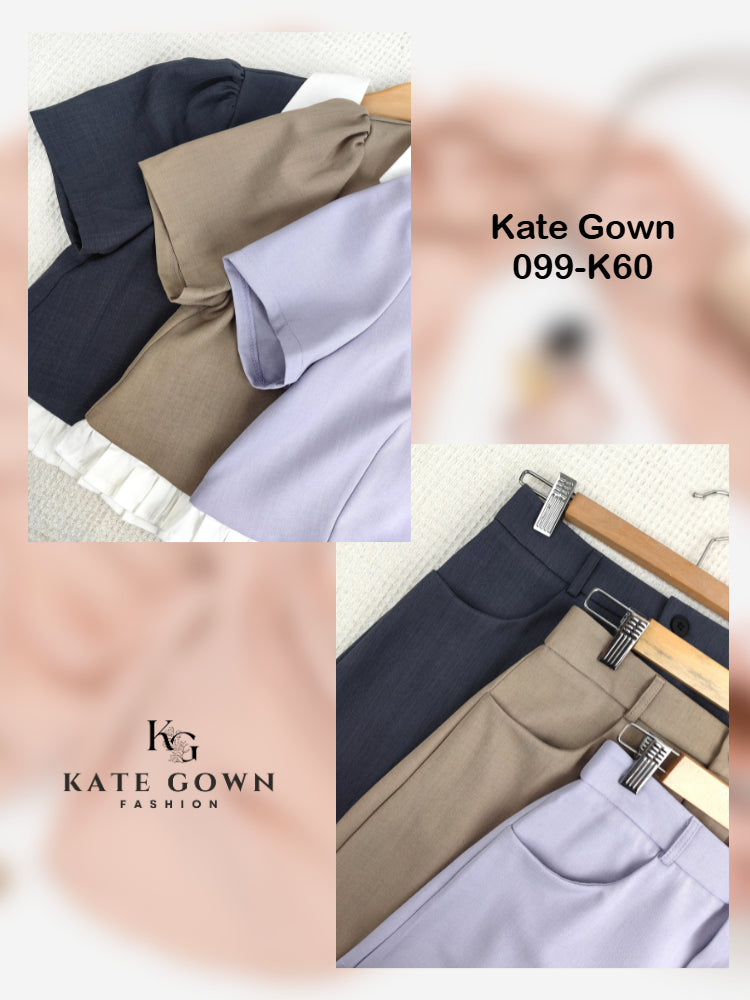 Elegant V Neck Contrast Set 099-K60 by Kate Gown