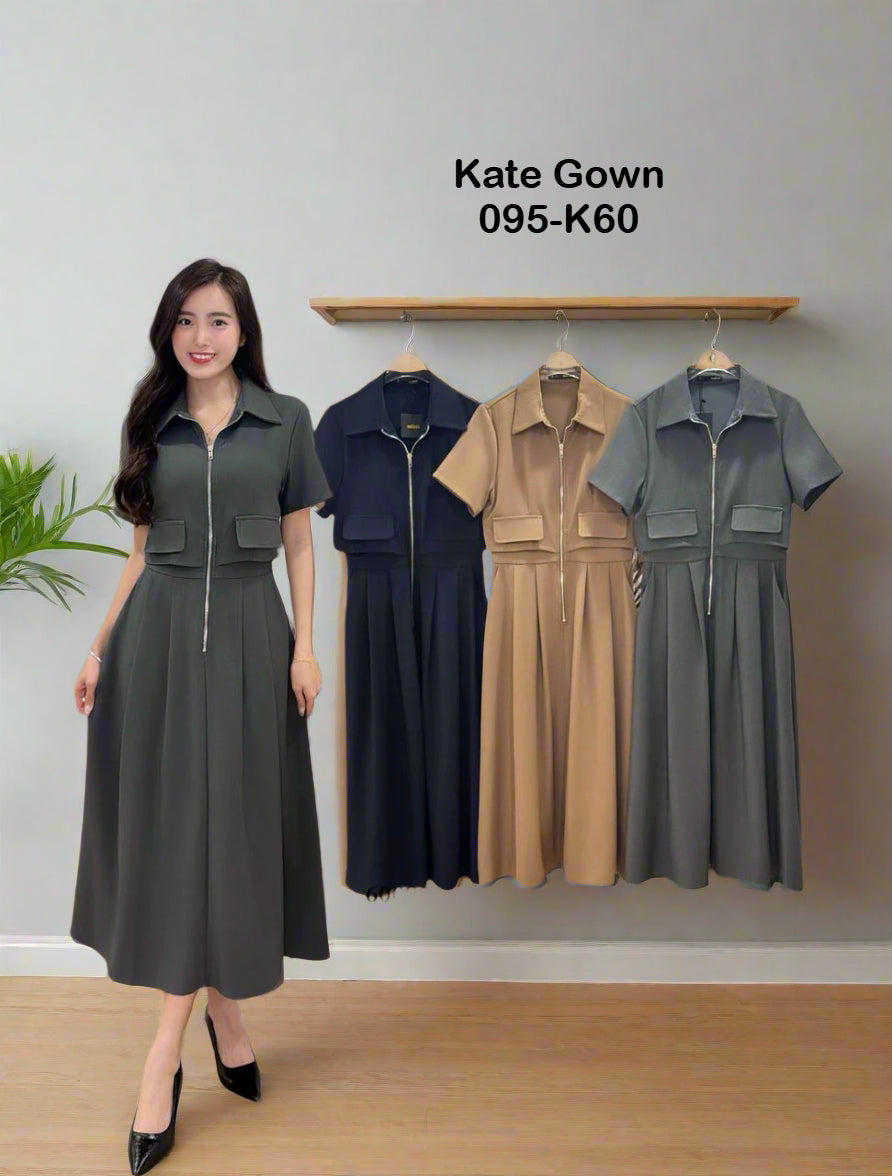 Chic Drape Zip-Up Dress 095-K60 by Kate Gown