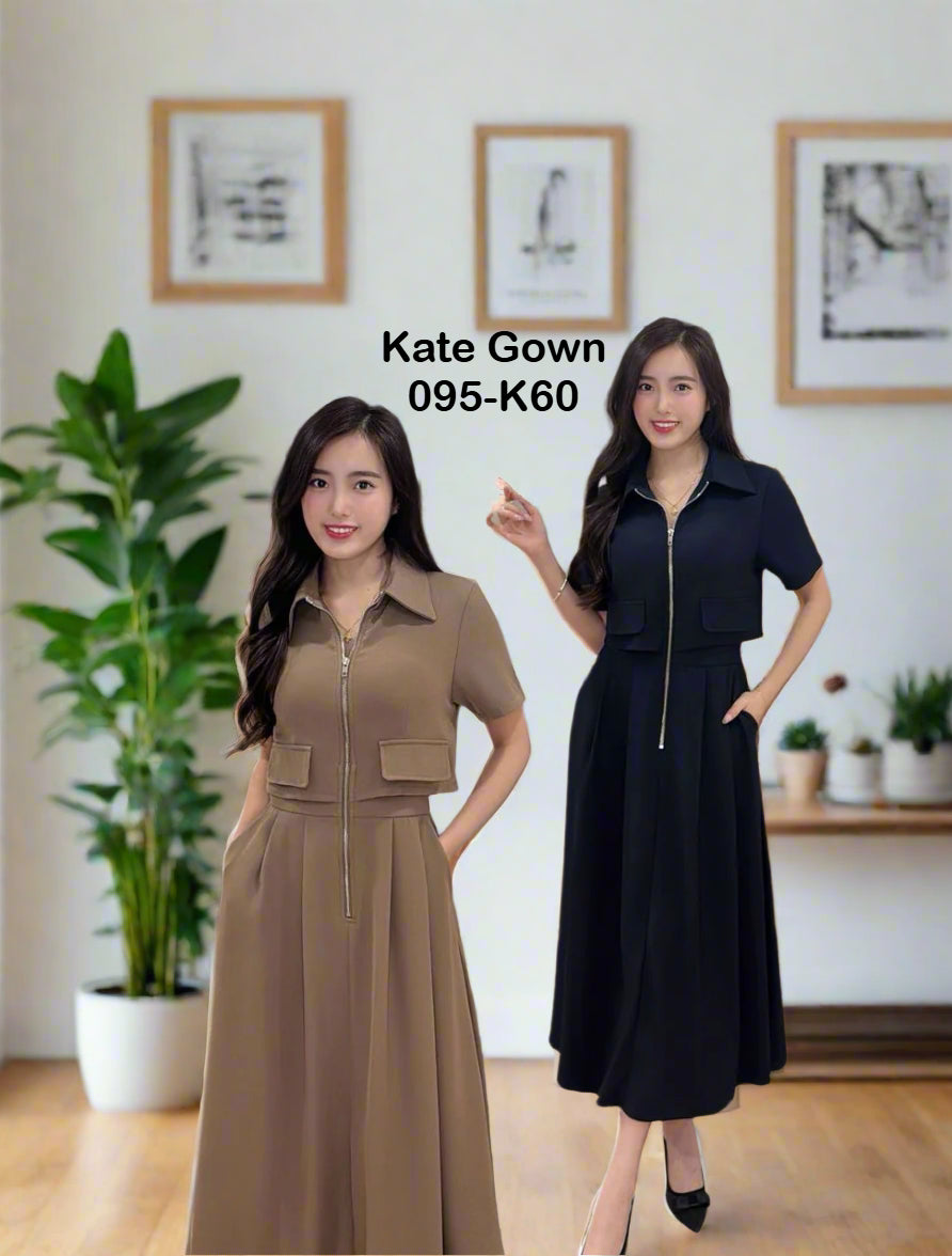 Chic Drape Zip-Up Dress 095-K60 by Kate Gown