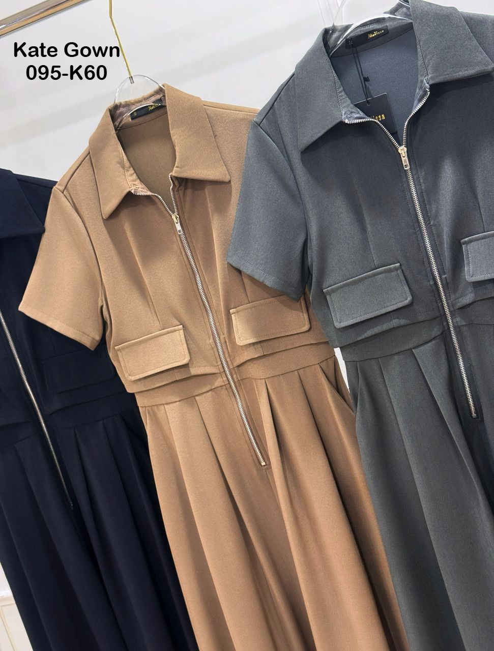 Chic Drape Zip-Up Dress 095-K60 by Kate Gown