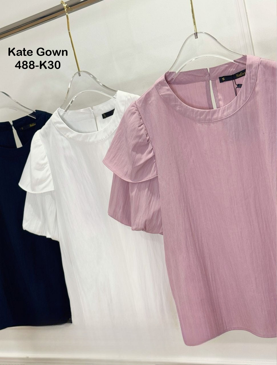 Wrinkle Texture Casual Top 488-K30 by Kate Gown