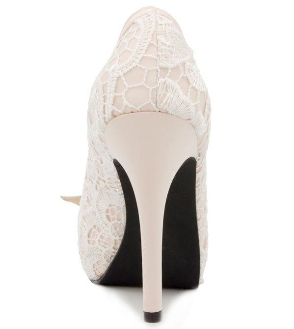 Jacey White Lace And Satin Wedding Shoes