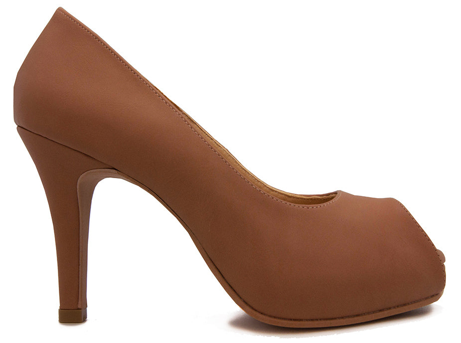Miranda Brown PU Peep Toe Shoes