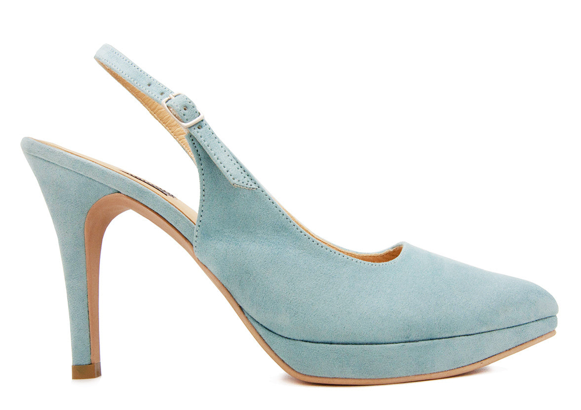 Patricia Sky Blue Suede Slingback Shoes