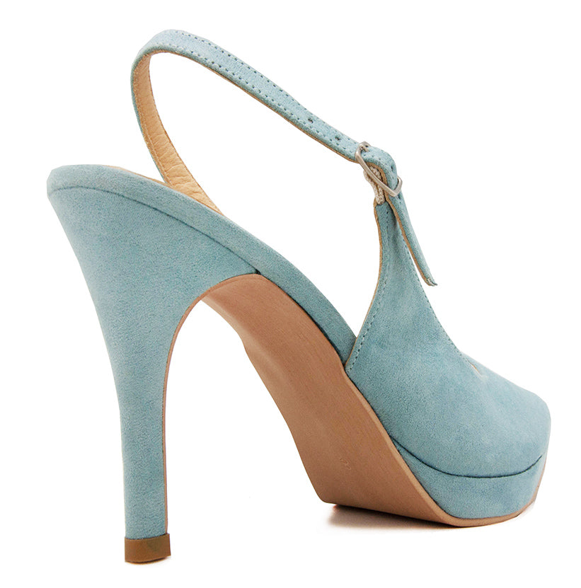 Patricia Sky Blue Suede Slingback Shoes