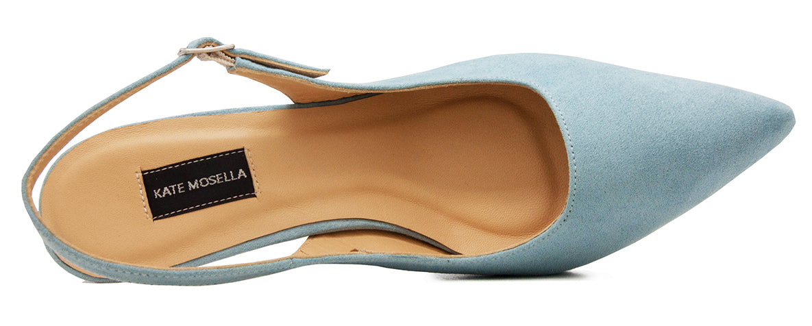 Patricia Sky Blue Suede Slingback Shoes
