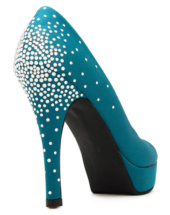 Florence Turquoise Satin & Swarovski Rhinestone Dinner Shoes