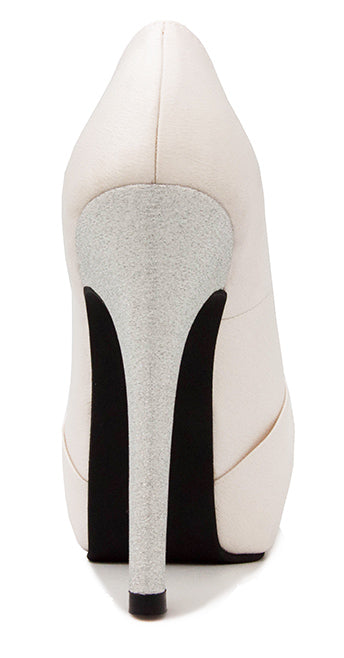 Caprice Ivory White Satin With Buckle Wedding Shoes