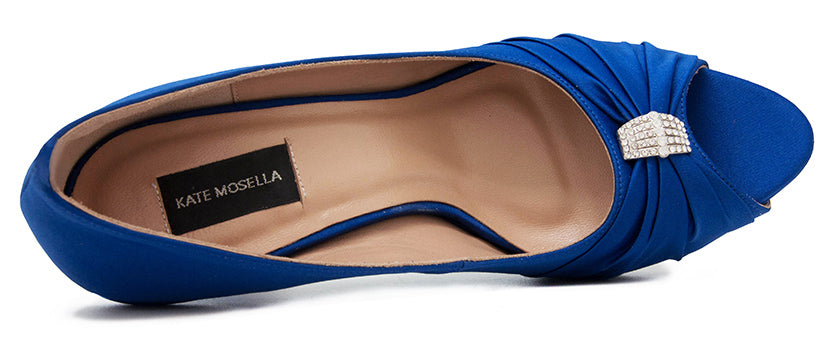 Caprice Blue Silk With Shoes Buckle Dinner Shoes