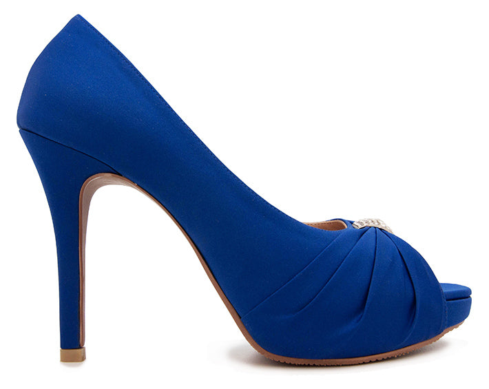 Caprice Blue Silk With Shoes Buckle Dinner Shoes