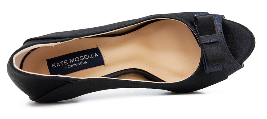 Colette Black Satin With Glitter Contrast Dinner Shoes
