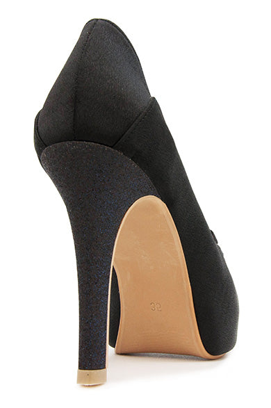 Colette Black Satin With Glitter Contrast Dinner Shoes