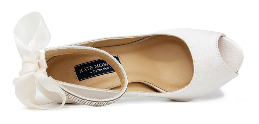 Danielle Ivory White Satin Wedding Shoes(Ready Stock)