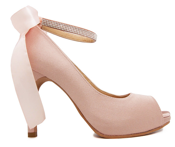 Danielle Nude Pink Satin Wedding Shoes(Ready Stock)