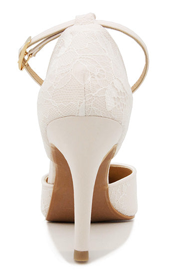 Georgia Ivory White Satin With Lace Wedding Shoes