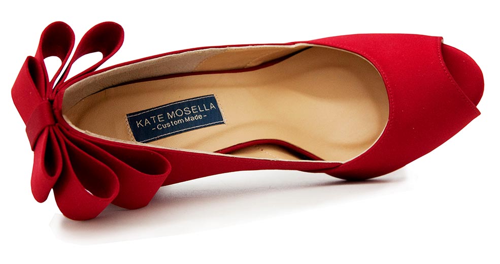 Nicole Wine Red Silk With Back Bow Dinner Shoes