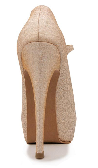 Portia Rose Gold Glitter T Strap Wedding Shoes