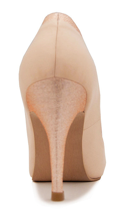 Lola Beige Satin With Bow Wedding Shoes