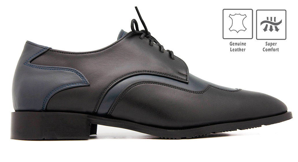 Tommason Black & Blue Leather Tailor Made Men's Shoes