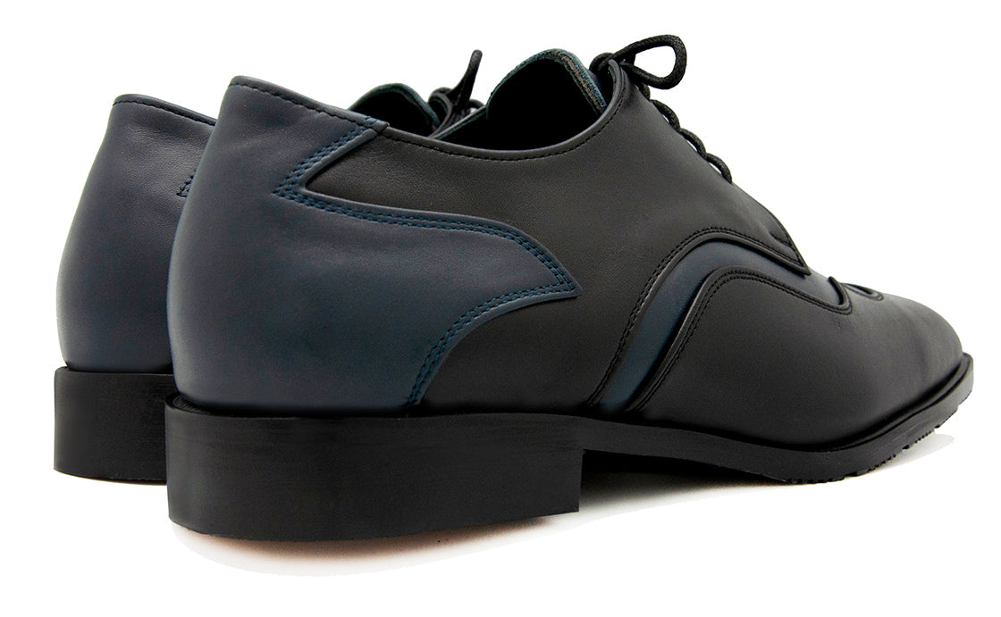 Tommason Black & Blue Leather Tailor Made Men's Shoes
