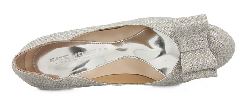 Anya Silver Glitter With Bow Wedding Shoes