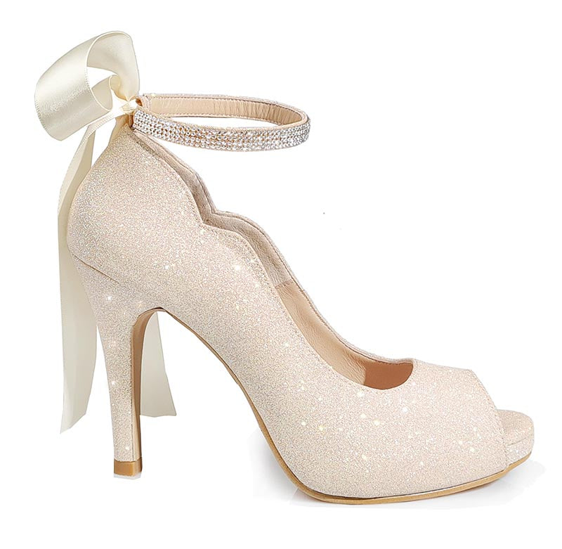 Freya Champagne Glitter Wedding Shoes (Ready Stock)