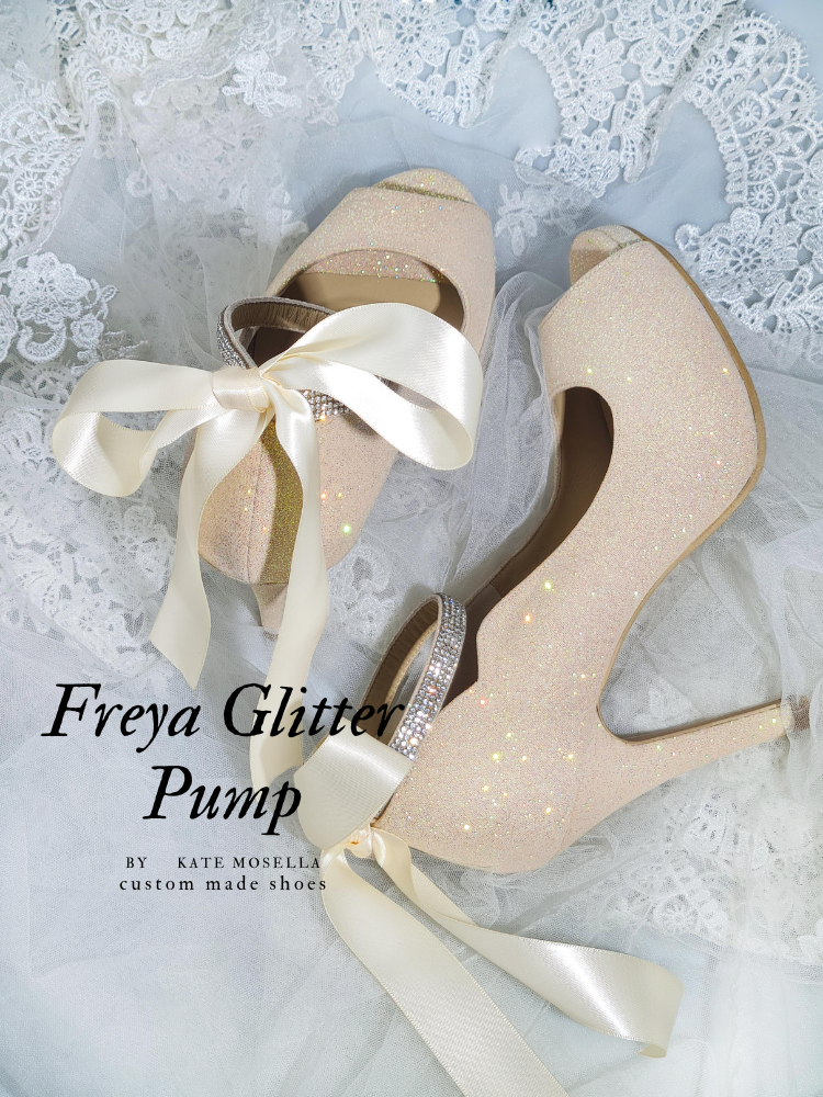 Freya Champagne Glitter Wedding Shoes (Ready Stock)