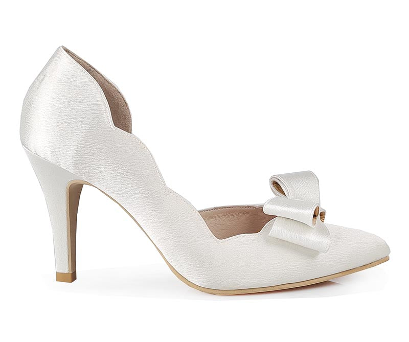 Jamie Ivory White Satin Wedding Shoes(Custom Made)